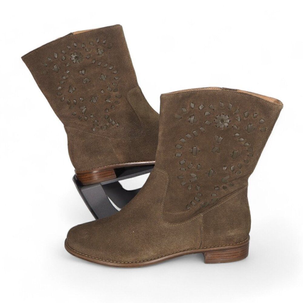 Jack Rogers‎ Kaitlin Suede Mid Booties Olive Brown Women's 7M